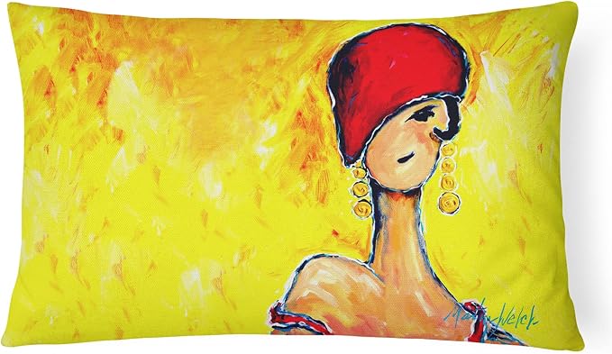 Caroline's Treasures MW1219PW1216 Azalines Earrings Lady Canvas Fabric Decorative Pillow Machine Washable, Indoor Outdoor Decorative Pillow for Couch, Bed or Patio, 12HX16W