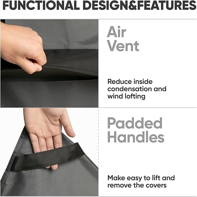loriano Patio Chair Covers Waterproof Outdoor Furniture Chair Covers 600D Heavy Duty Fit as Lawn Lounge Deep Seat(2 Pack,Grey, Large)