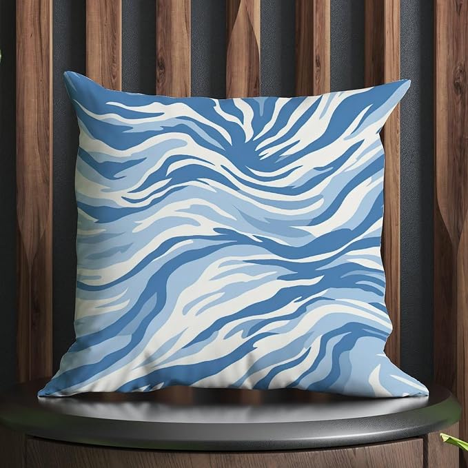 Pillow Cover Blue Tiger Print Pillows Farmhouse Animal Tiger Print Pillow Cover Accent Decorative Cushion Cases Home Decor for Patio Tent Couch 20x20 in
