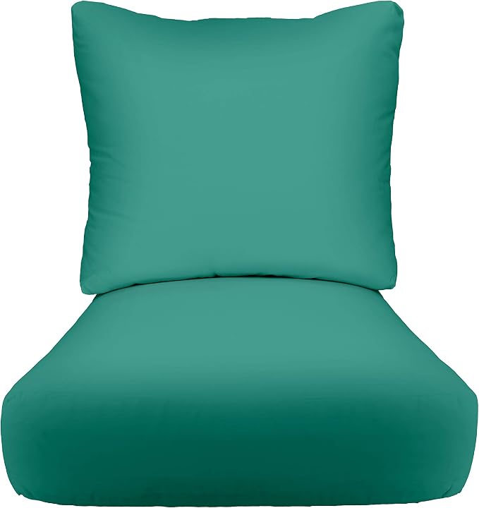 RSH DECOR: Sunbrella Deep Seating Cushion with Pillow Back | 25” x 25” Seat | Water and Fade-Resistant Performance Fabric | Outdoor Chair Cushion Set for Patio Furniture | Canvas Black - Made in USA