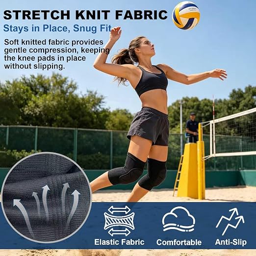 Working Knee Pads for Adult Men Women, Soft Elastic Sleeves Pad, Black L | Gardening Kneepad for Cleaning, Flooring, Kneeling, Compression Knee Pad for Volleyball, Dance, Wrestling, Waterproof Cushion