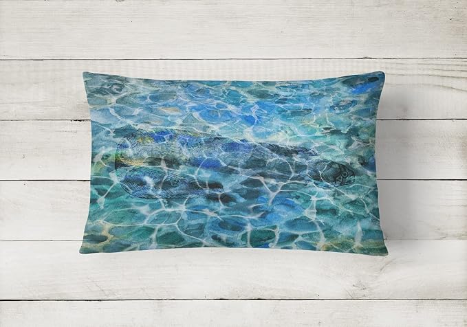 Caroline's Treasures BB5360PW1216 EEL Under Water Canvas Fabric Decorative Pillow Machine Washable, Indoor Outdoor Decorative Pillow for Couch, Bed or Patio, 12HX16W