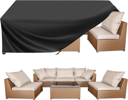 BALEINE Patio Furniture Covers, Outdoor Furniture Covers Waterproof, Heavy Duty Oxford Patio Table Cover for Outdoor Table, Chair, Sofa, Desk (Black 78"L×62"W×28"H)