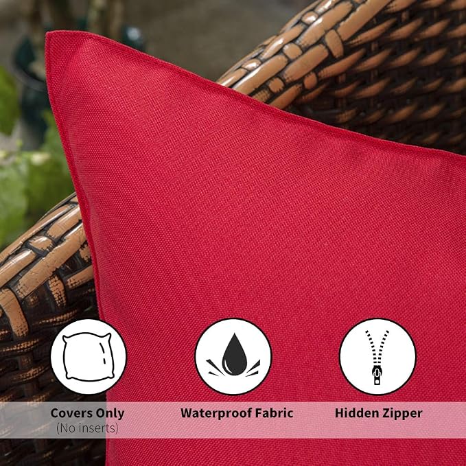 MIULEE Pack of 2 Decorative Water Proof Pillow Covers Red Bundle Set of 2 Pillow Inserts 18x18