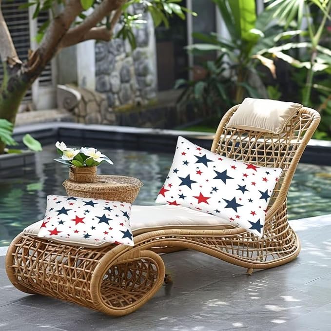 Outdoor Pillows Waterproof Set of 2 Outdoor Pillow Covers 16x24 Inch, Light Throw Pillows Stars Pillow Covers, Summer Garden Decorative Pillows Outdoor Pillows for Patio Furniture Car Home Decor-hs348