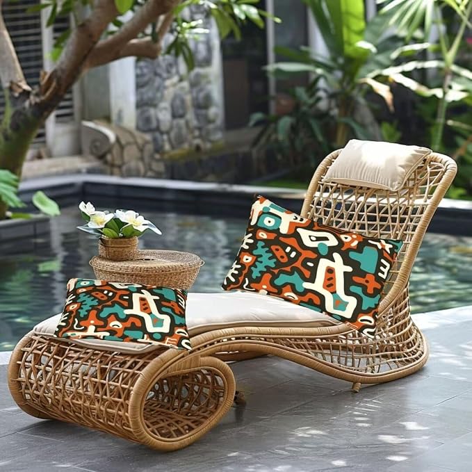 Outdoor Pillows Waterproof Set of 2 Outdoor Pillow Covers 16x24 Inch, Abstract Throw Pillows Geometric Pillow Covers, Garden Decorative Pillows Outdoor Pillows for Patio Furniture Car Home Decor-hs216