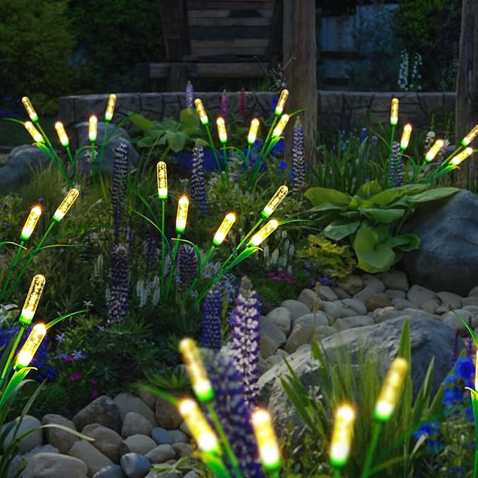 BXROIU Solar Outdoor Garden Lights,LED Solar Swaying Lights for Garden Patio Yard Pathway Walkway Wedding Party Christmas Landscape Lighting (Warm White, 2 Pack)