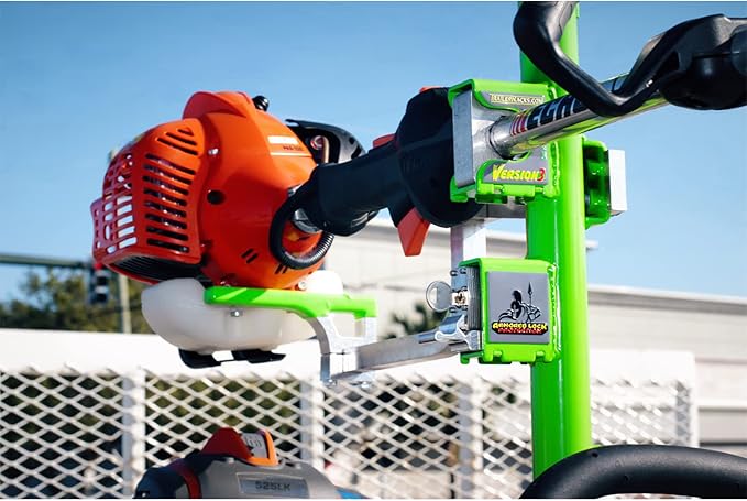 Green Touch Industries XB103 Xtreme Pro Series 3 Position Maximum Security One Lock System Line Trimmer Rack with Aluminum Mounting Blocks (6 Pack)
