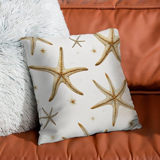 Starfish Throw Pillow Covers Nautical Seastar Beach Throw Pillow Cover Classic Outdoor Garden Decoration for Patio Couch Bench 20x20 in
