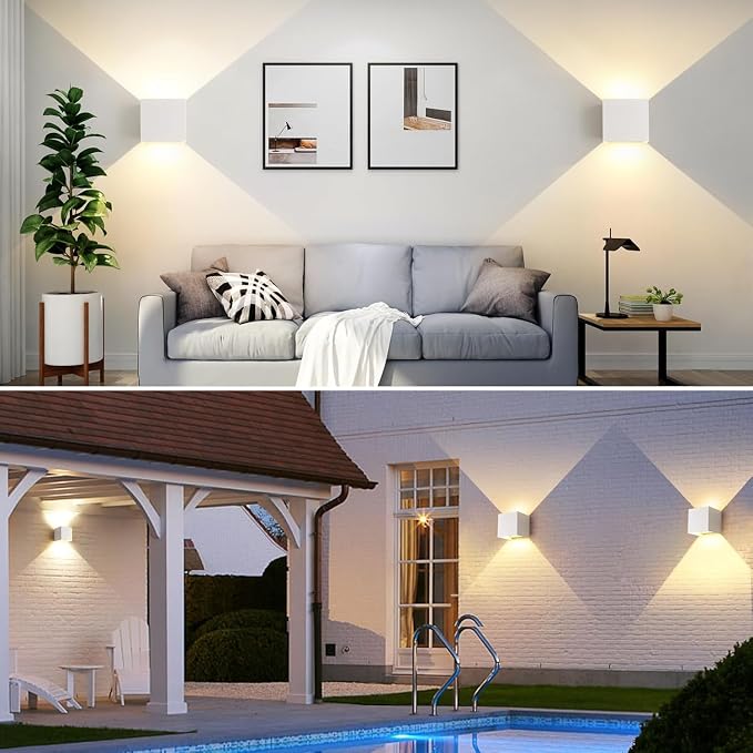 20W 3CCT Adjustable Up and Down LED Wall Sconce 4 Pack | White IP65 waterproof ETL certified 1300LM Exterior/Interior Lighting Fixtures for porches & patios