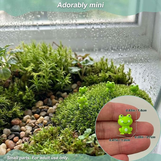 100 Pack Mini Green Plastic Frogs, Small Tiny Figurines for Miniature Garden, Micro Landscape, Succulent Planters, Moss Pot & Tiny House Décor