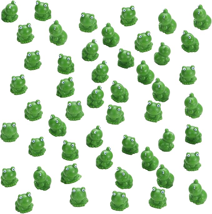 EKisemio 50 Pcs Mini Frog Garden Decor | Green Frog Figurines | Miniature Home Décor | Tiny Plastic Frogs | Fairy Garden Decor | Tiny plastic Frog to hide for Miniature Garden, Terrarium, Plant Pots, DIY Crafts