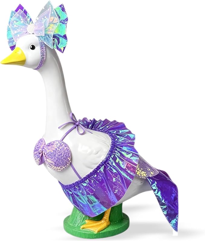 Mermaid Porch Goose Outfits, Summer Lawn Goose Statue Bikini Costume, Cement/Plastic Goose Clothes Swimsuit,23" Yard Goose Statue Patio Garden Decoration(Blue)