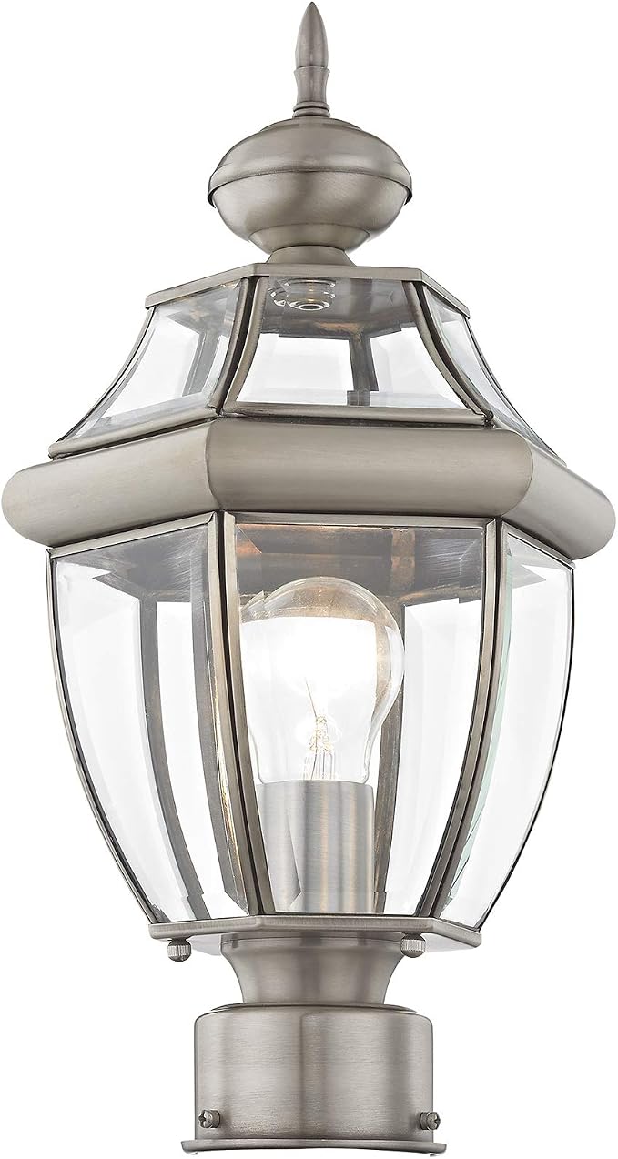 Livex Lighting 2153-91 Post Light Fixture, Brushed Nickel