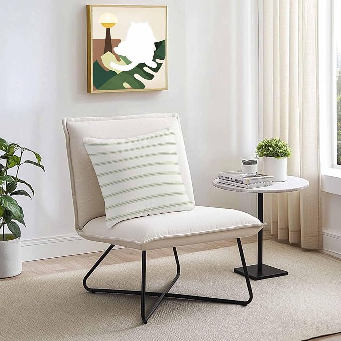 Vandarllin Outdoor Throw Pillows Covers 18x18 inch Set of 2 Waterproof Sage Green Stripes Decorative Zippered Cushion Covers for Patio Furniture, Abstract Lines Striped Lumbar Pillowcases