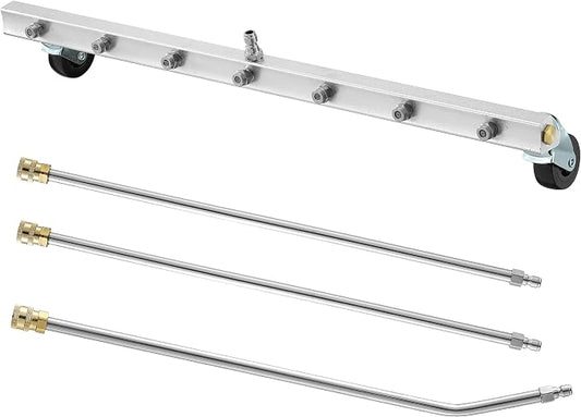 M MINGLE 24” Undercarriage Pressure Washer Attachment | Undercarriage Sprayer with 7 Nozzles, Under Car Washer with 3 Pieces Extension Wand, 4000 PSI
