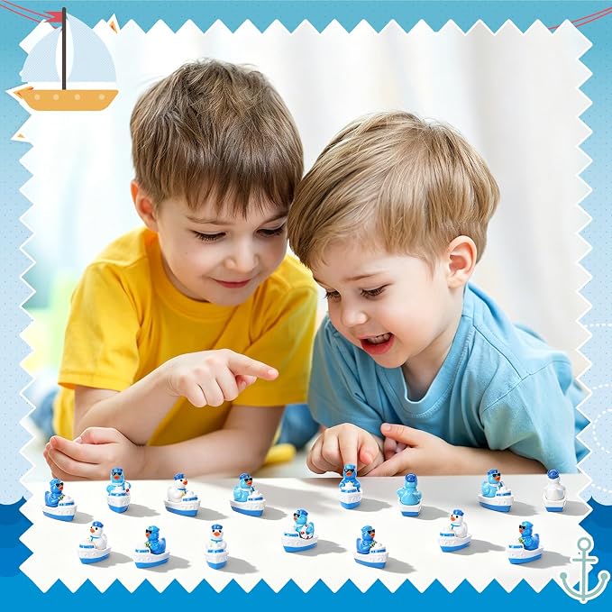 30 Pcs Sailor Cruise Ducks, Mini Sailor Cruise Resin Ducks Bulk, Fun Printed Toy Figures for Birthday Party Favors, Themed Decor, Kids Gift Collection (Cruise Duck)
