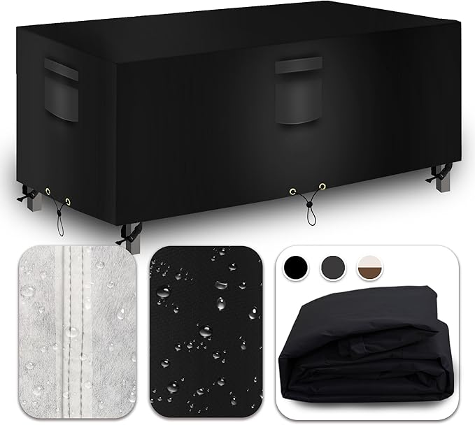 Heavy Duty Patio Furniture Covers Waterproof, 600D Outdoor Furniture Cover Waterproof for Sectional Sofa Couch, Outdoor Dining Table and Chair Set Covers 126''L x 64''W x 28''H, Black