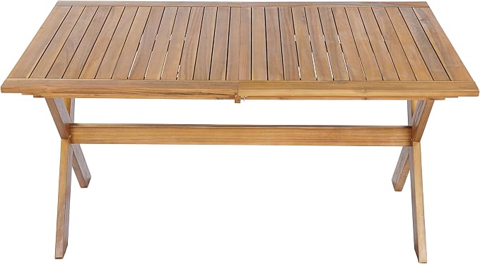 Christopher Knight Home Daron 7 Piece Acacia Wood Outdoor Dining Table Set for 6, Extendable Dining Table and 6 Patio Chairs, Slatted Wooden Outdoor Patio Furniture Set for Garden/Backyard, Teak
