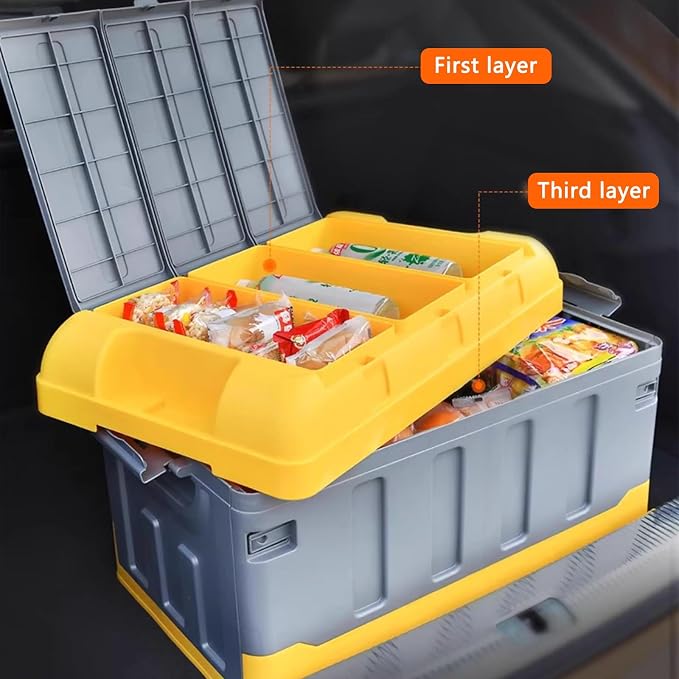 Outdoor Storage Deck box Plastic Storage box Multi Layer Storage box 240 lbs Capacity Durables Suitable for car Camping Garage and Home Storage(Black)