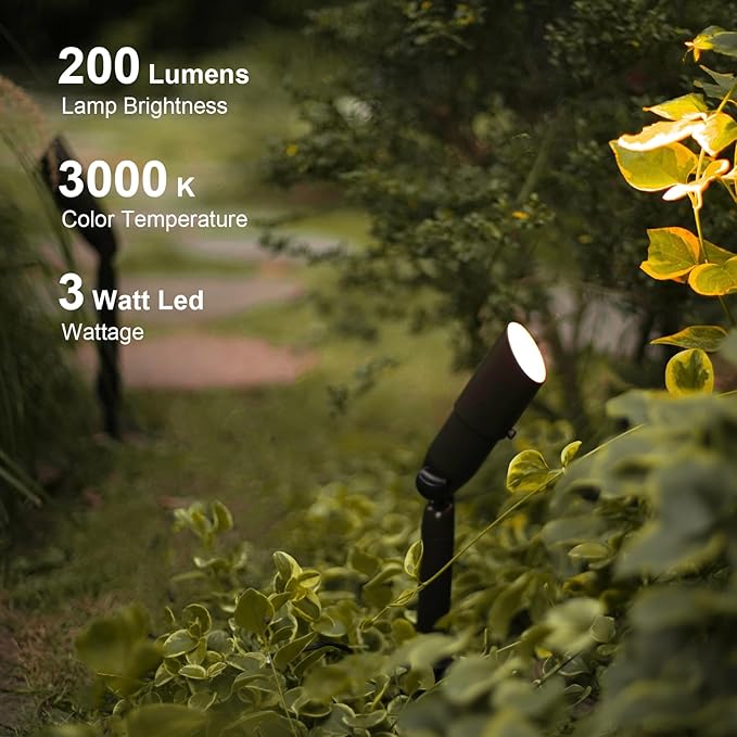 GOODSMANN Low Voltage Landscape Lighting Floodlight & Spotlight 3W LED 200 Lumen with Replaceable Bulbs 3000K Warm White 12V AC Tree Lights Garden Up Light Hardwired Lighting with Cable Connector