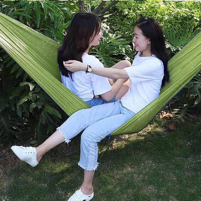 Outdoor Hammock, Load Bearing Camping Hammock, Super Soft and Breathable Nylon Mesh Hammock, with Portabl Carry Bag, Handwoven Mayan Family Hammock, for Outside Outdoor Patio Backyard (Black)