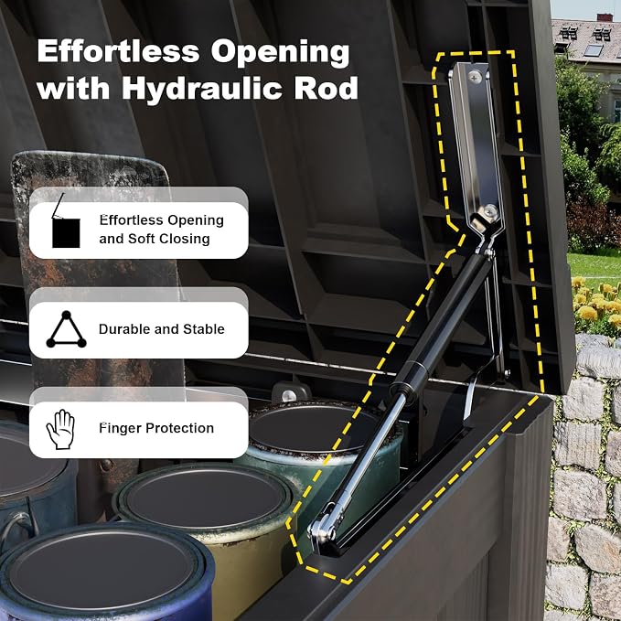 180 Gallon Outdoor Storage Box, Large Resin Deck Box for Patio Furniture Cushion Garden Tools, Waterproof and Lockable Design(Black)