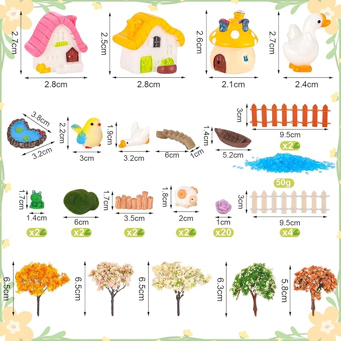 118 PCS Mini Fairy Garden House Accessories Kit Garden Decorations | Tiny Figurines for DIY Micro Landscape Terrarium Succulent Craft Decor Potted Horticulture Ornaments