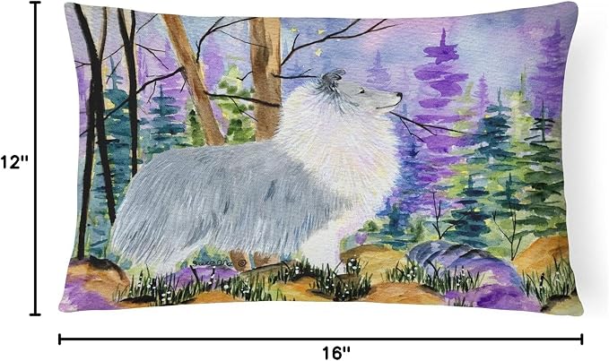 Caroline's Treasures SS8636PW1216 Sheltie Canvas Fabric Decorative Pillow Machine Washable, Indoor Outdoor Decorative Pillow for Couch, Bed or Patio, 12HX16W
