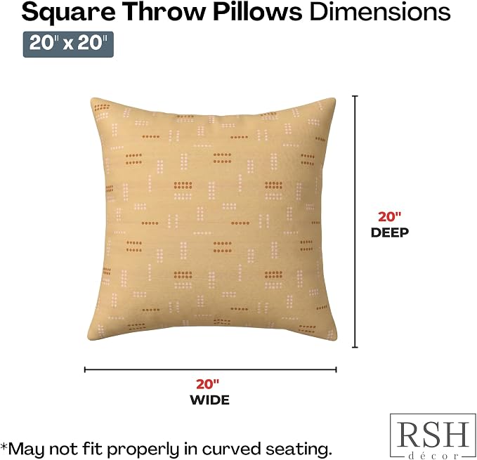 RSH DECOR: Sunbrella Square Throw Pillows Set of 4 | 20" x 20" | Water and Fade-Resistant Performance Fabric | Outdoor Pillow Covers with Down-Alternative Inserts | Made in USA (Jot Dot Sunshine)
