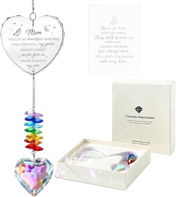 Sympathy Gifts for Loss of Mom, K9 Crystal Suncatcher Memorial Gifts for Loss of Mother, Condolence Bereavement Remembrance Gifts in Memory of Mom