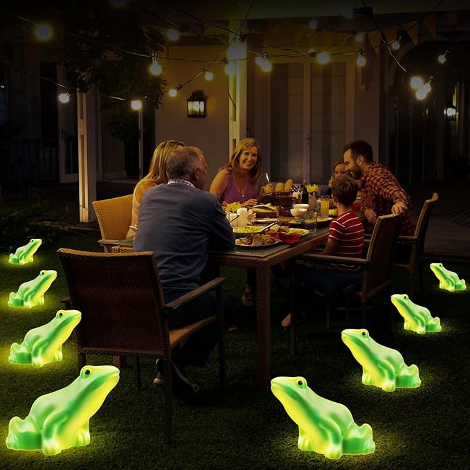 BeHiller Solar Frog Path Lights Outdoor for Garden Art Decor,6PACKS Frog Easter Yard Decorations,Frog Lights for Housewarming Gifts,Lawn Ornament,Gardening Gifts for Grandma,Women,Mom Day,House Decor