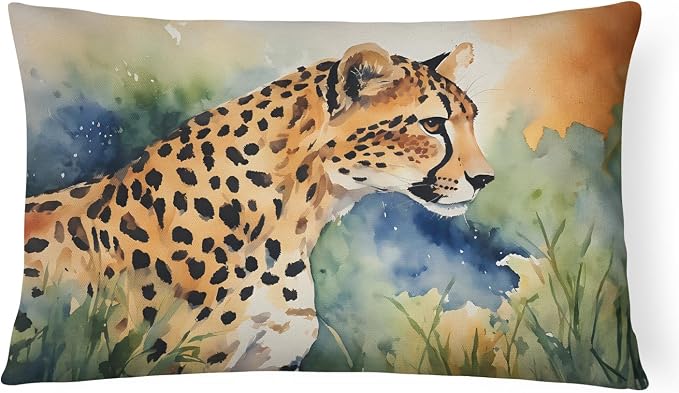 Caroline's Treasures DAC2888PW1216 Cheetah Throw Pillow Machine Washable, Indoor Outdoor Decorative Pillow for Couch, Bed or Patio, 12HX16W