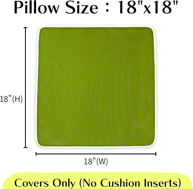 HER HWA Outdoor Throw Pillow Covers White Piping 18"x18" Set of 2, Garden | durable fade-resistant water-resistant 100% polyester white piping smooth zipper machine washable for indoor outdoor décor