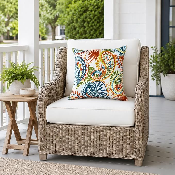 Outdoor/Indoor Throw Pillows with Inserts, 18"x18" Pack of 2 | Fade Resistant, Waterproof Decorative Pillows for Bed, Couch, Sofa, Patio, Garden & Terrace Furniture Cushions