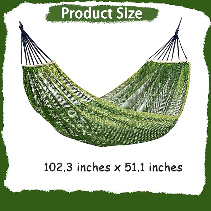Hammock Without Stand, Green | Camping Hammocks for Outside, Travel Portable Lightweight, With Tree Straps & Storage Bag