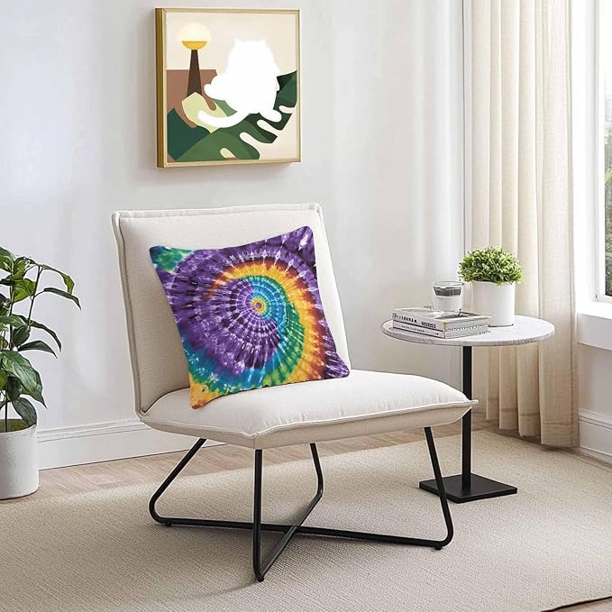 Vandarllin Outdoor Throw Pillows Covers 16x16 inch Set of 2 Waterproof Purple Tie-Dye Art Decorative Zippered Cushion Covers for Patio Furniture, Abstract Boho Tribe Lumbar Pillowcases
