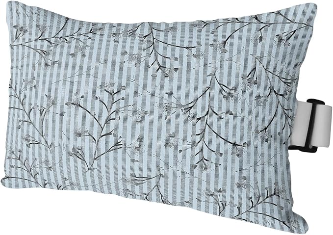 Outdoor Pillows Covers with Inserts Pop Art Botanical Flowers Black Lines Blue Stripes Waterproof Pillow with Adjustable Strap Throw Pillows for Patio Furniture Recliner Lounge Chair, 11x16 inch, 1PCS