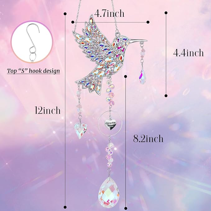 Mom Birthday Gifts from Daughter - Mom Gifts for Mother's Day Birthday - Sun Catchers Indoor Window Hummingbird Gift for Women Bird Lovers Mother Grandma Outdoor Garden Home Decor