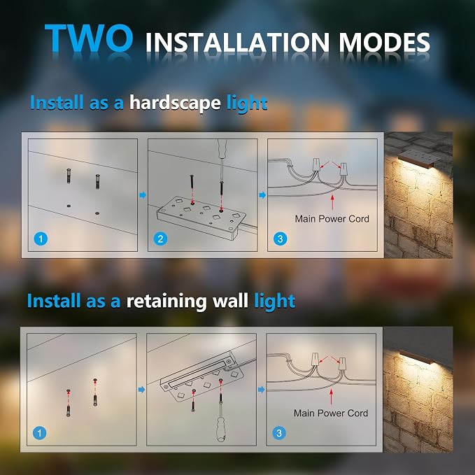 VOLISUN 7 Inch Retaining Wall Lights, 2700K Hardscape Lighting, 8 Pack | IP65 Waterproof, Cuttable Low Voltage Landscape Lighting, 12V Paver Lights, 1.5W Outdoor Step Lights, ETL