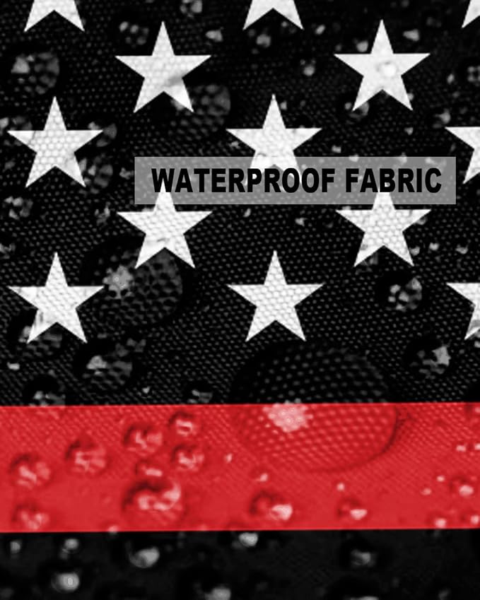 Outdoor Waterproof Pillow Covers Set of 2, Thin Red Line Flags American Firefighter Red Stripes Flag Patio Throw Pillow Covers, Decorative Cushion Case for Couch Sofa Furniture Garden, 26x26 Inch