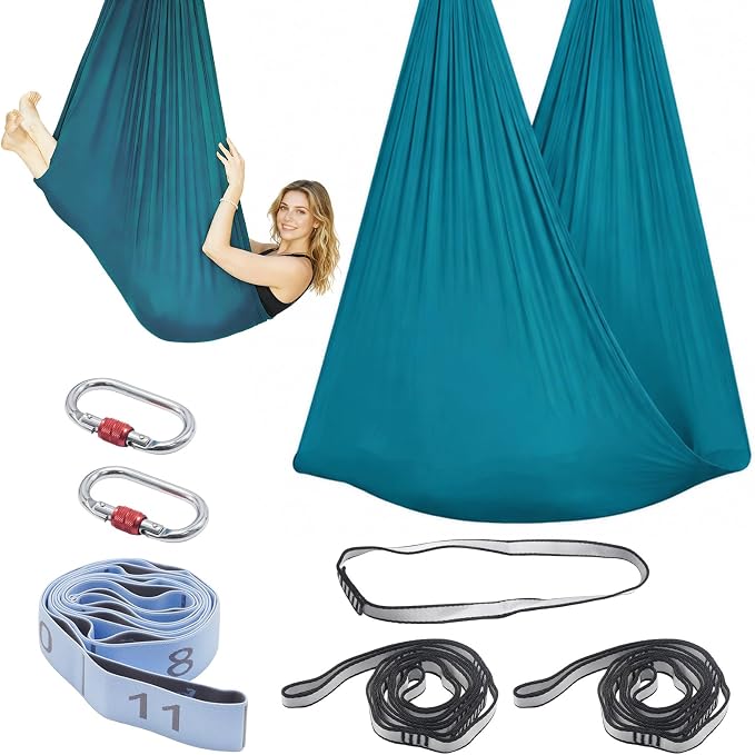 Dark Green Aerial Yoga Hammock, 400×180 Cm Flexible Silk Swing, Ideal for Relaxation and Stress Relief for Sports Enthusiasts