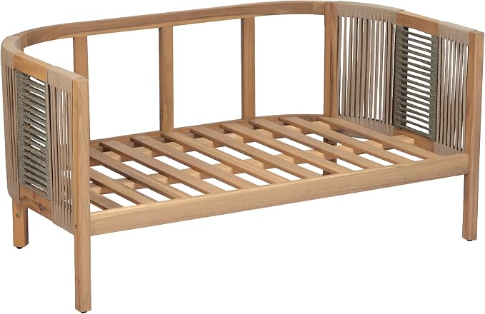 Christopher Knight Home 4-Piece Acacia Wood Patio Furniture Set with Coffee Table, 4 Seater Outdoor Conversation Sofa Set, Patio Sectional Chat Set for Backyard Balcony, Teak+ Beige