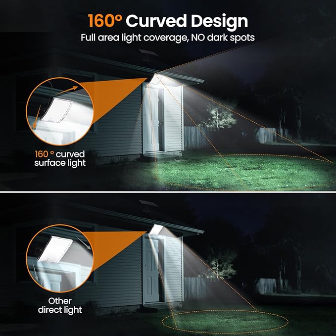 Solar Lights Outdoor Waterproof Motion Sensor Security Lights with Remote, 3 Modes 184 LED 150% Bright Upgraded Convex Lens, 16.4 Ft Cord, Outdoor Light for Patio, Shed, Barn, Garage
