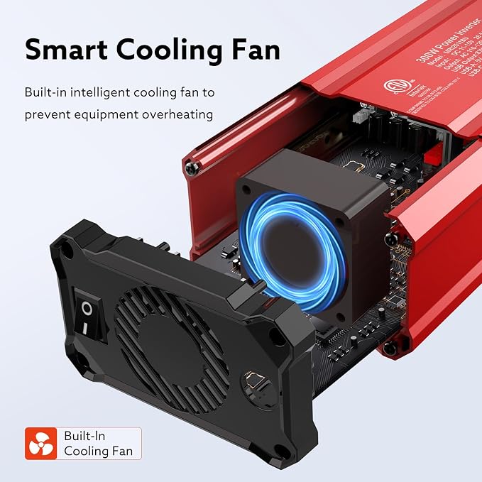 【2026 Upgraded】 300W Car Power Inverter - vansoet DC 12V to 110V AC(2 Outlets) Power Inverters with PD65W & QC18W Fast Charging Port - Car Charger Cigarette Lighter Adapter for Laptop/Phone/Road Trip