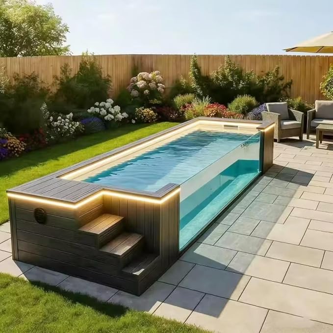 Custom Modern Container Swimming Pool with Heating System | Prefabricated Modular Swimming Pool for Leisure - Backyard Above Ground Pool with Optional View Window, Filter