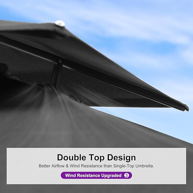 PURPLE LEAF 12 FT Cantilever Patio Umbrella Outdoor Umbrella with 330lbs Base Large Square Windproof Offset Umbrella for Pool Deck Garden, Graphite Grey