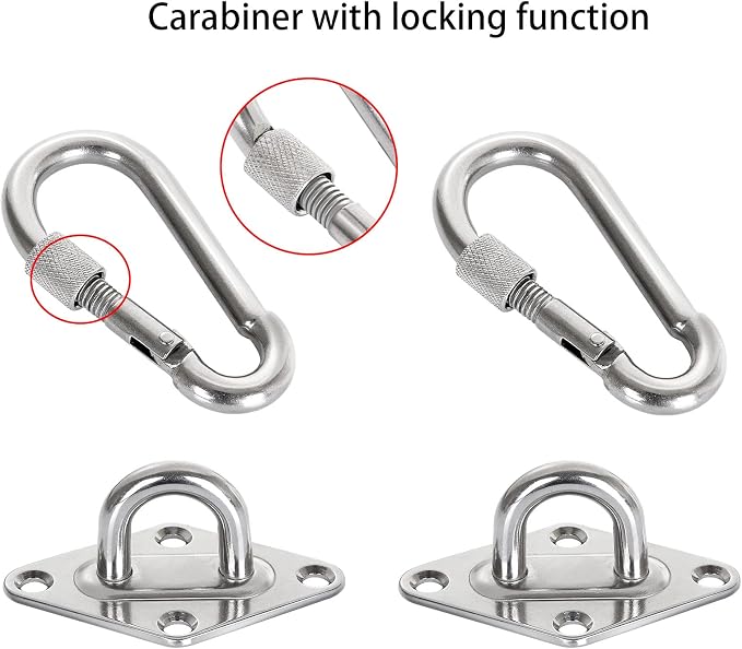ABuff 1100 lb Heavy Duty Hammocks Hooks, 2 Pcs M8 Yoga & Brazilian Hammock Hanging Kit for Hammock Stands, Ceiling Hook for Hammocks Hanging Kit, Swing Hanging, Wall/Ceiling Mount, Indoor & Outdoor