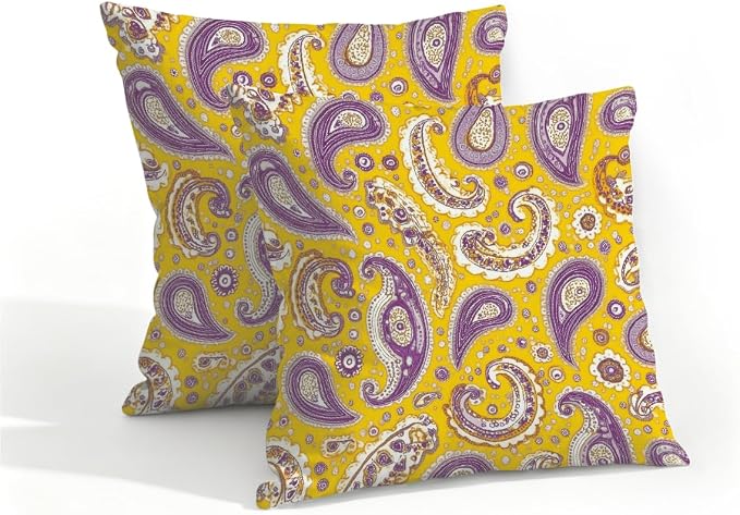 16x16 Inch Outdoor Pillow Covers Set of 2 Waterproof Throw Pillow Covers Decorative Couch Cushion Covers Yellow Tribal Graphics Square Pillowcases Protectors for Patio Garden Sofa