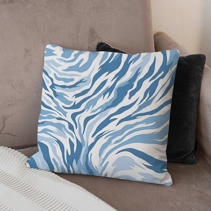 Pillowcase Blue Tiger Print Pillow Covers Classic Animal Tiger Print Pillow Cover Accent Throw Pillow Covers Farmhouse Decorative for Patio Tent Couch 18x18 in